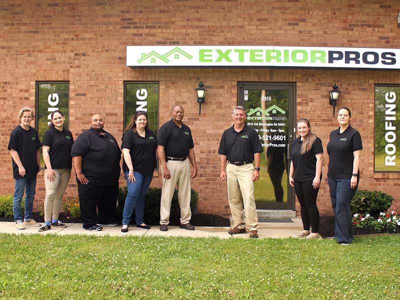 The ExteriorPros staff standing outside their main office